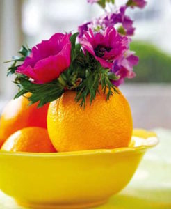 orange with flowers